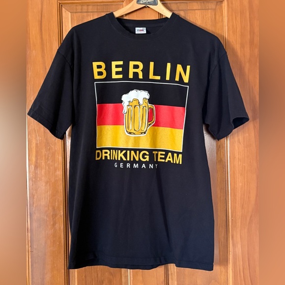 Fruit of the Loom Other - Fruit of the Loom Berlin Drinking Team Germany Tee - Black with Yellow & Red